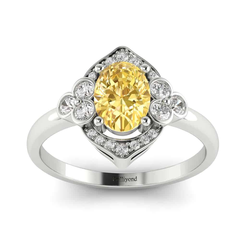 White Gold Yellow Sapphire Vintage Engagement Ring Viola