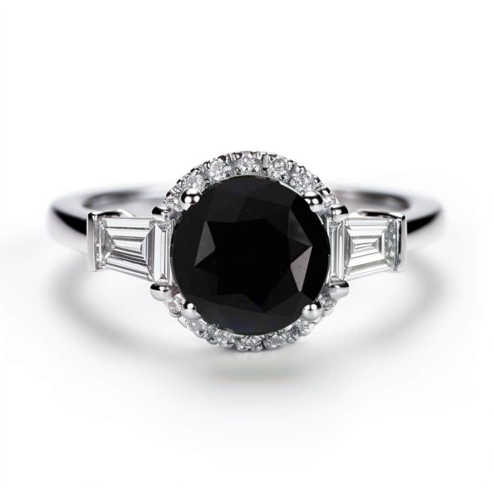 Black Sapphire Engagement Ring - 1.8ct_image1