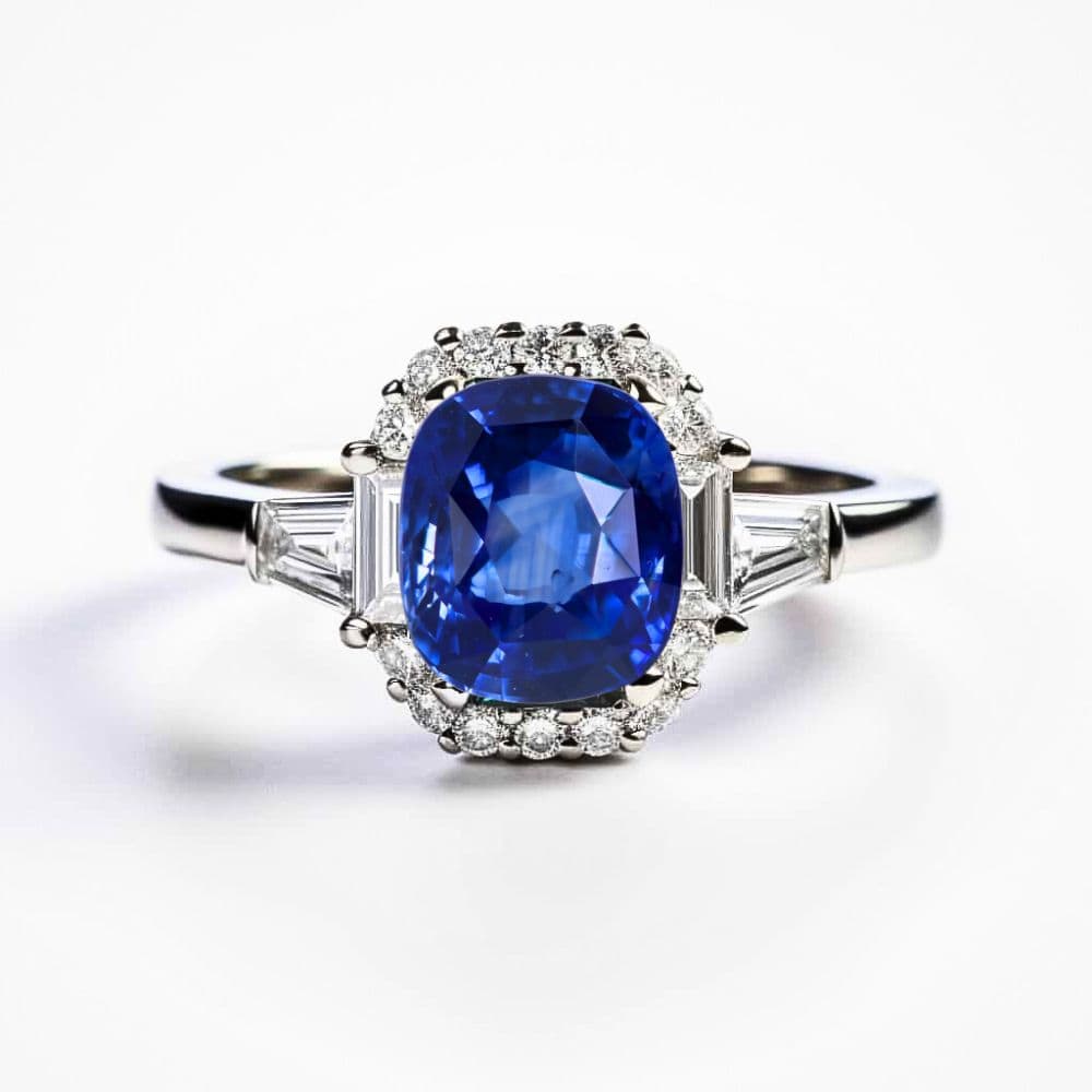 Blue Sapphire Engagement Ring 2ct in18K White Gold_image1