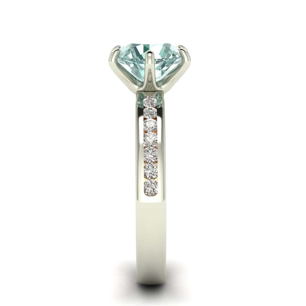 Two Tone Aquamarine Engagement Ring Nymph with 8mm Round Aquamarine_image2