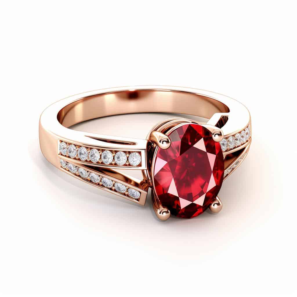 Split shank ruby engagement ring