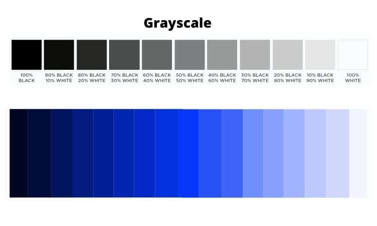 grayscale comparison with blue