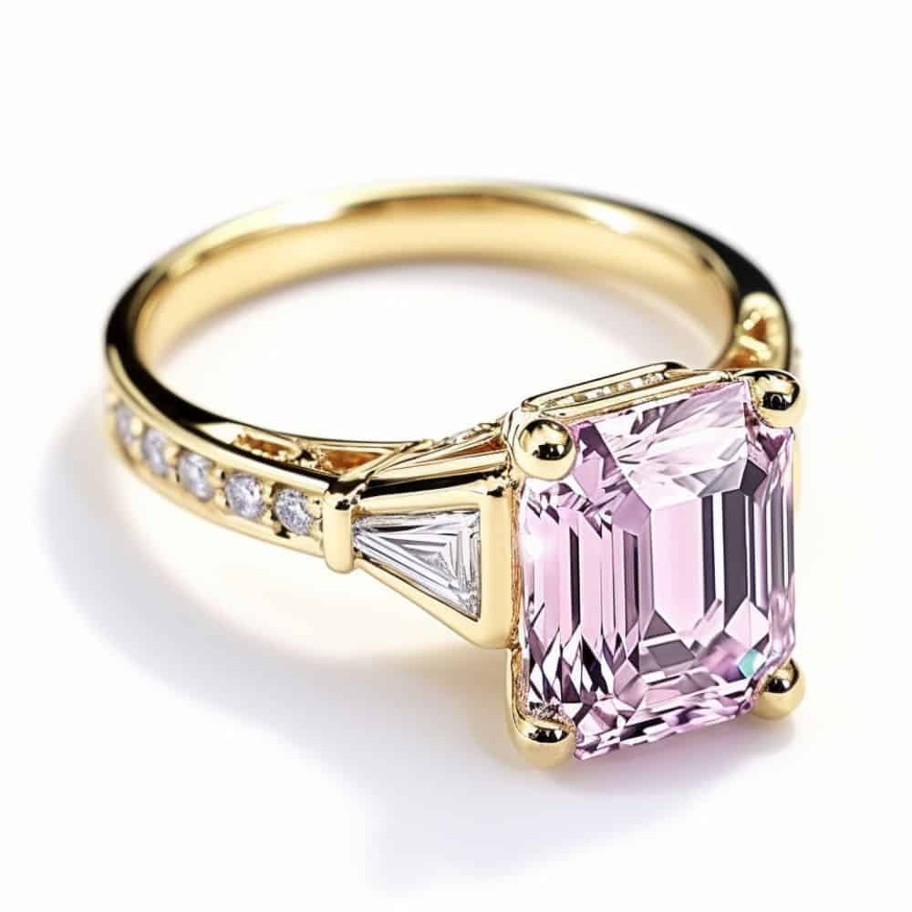 peach sapphire engagement ring design octagon brilliyond