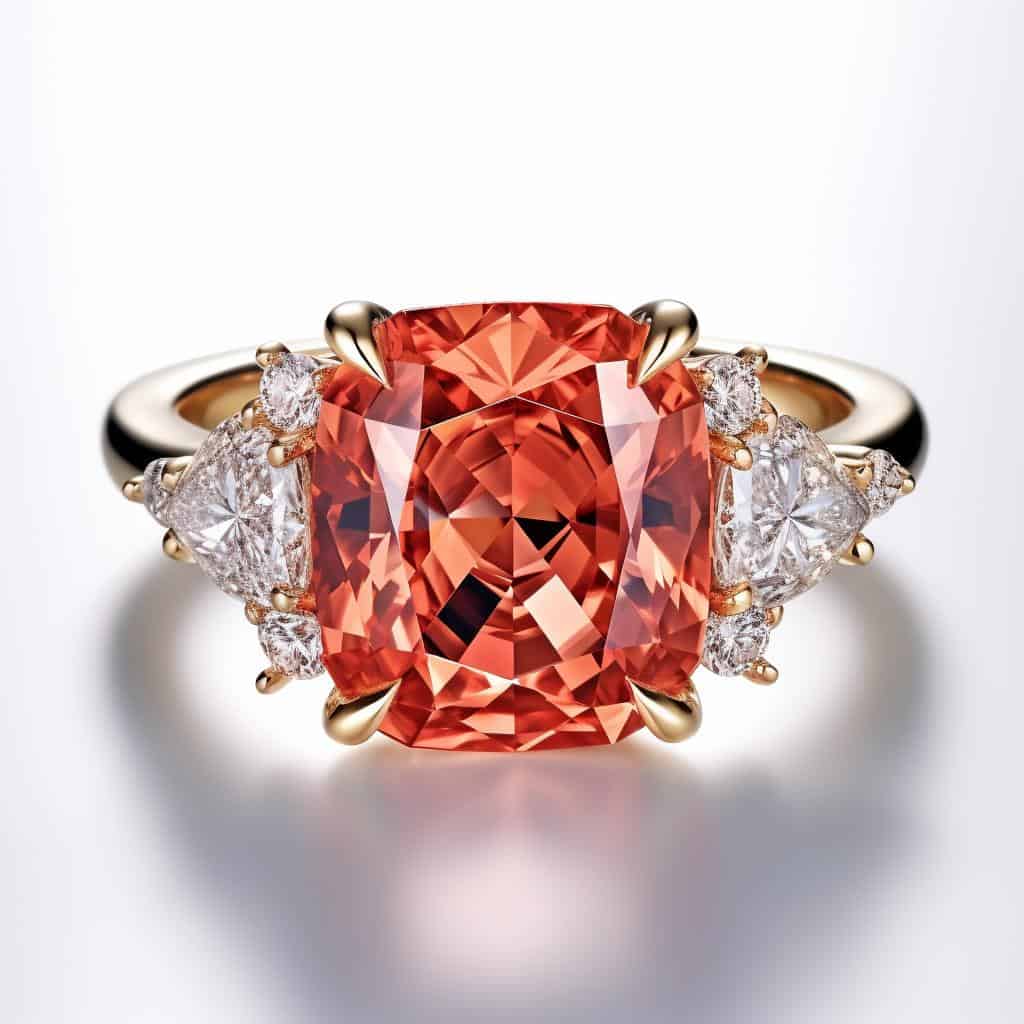 Sapphire Engagement Ring ring with Padparadscha Delicata Three Stone Design_image1
