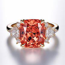 Padparadscha Engagement Ring Delicata Three Stone Design 