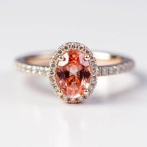 Halo Padparadscha Engagement Ring Christina