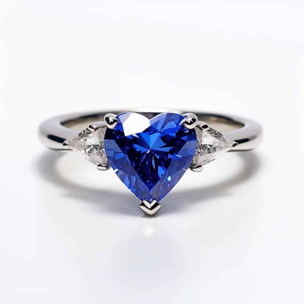 Sapphire Engagement Ring with Heart Shaped Blue Sapphire 1.1ct_image1