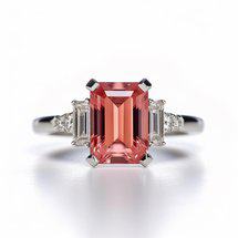 Padparadscha Engagement Ring Dese White Gold