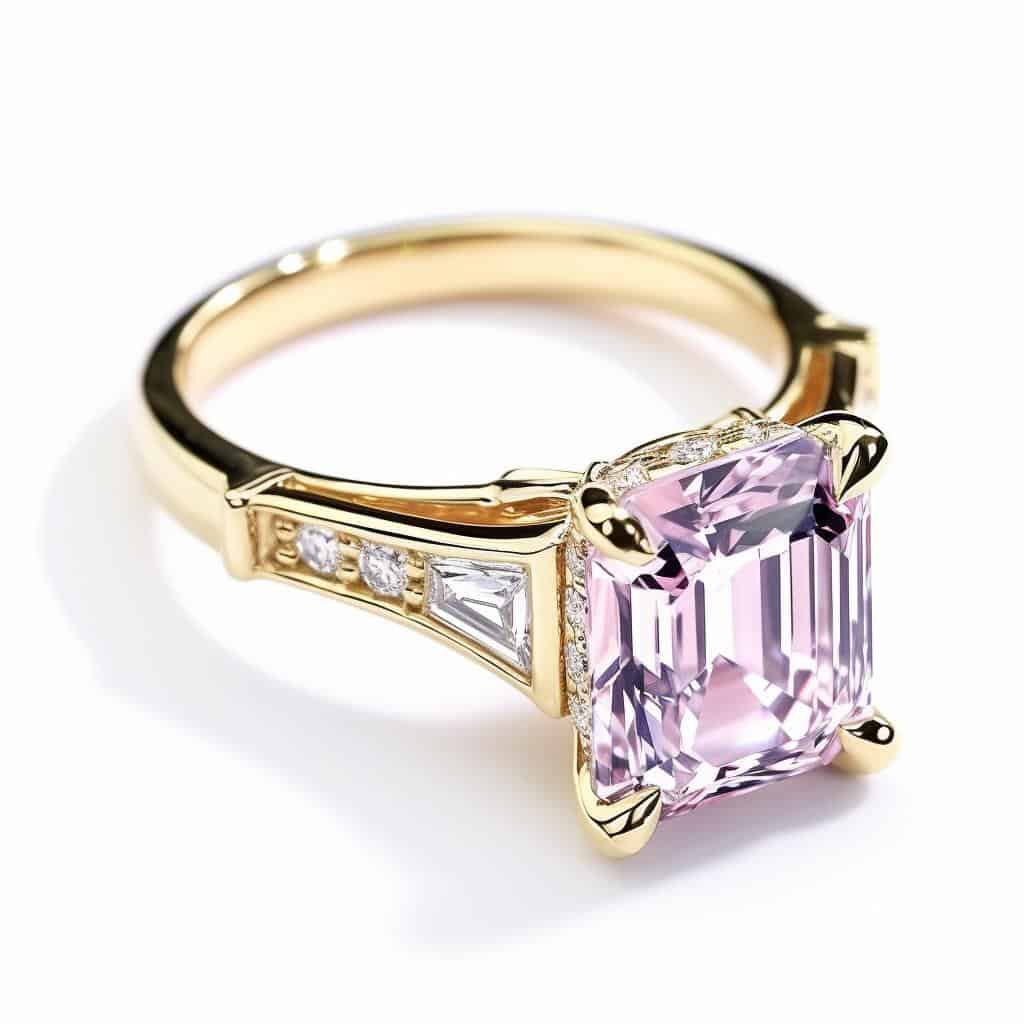  Peach sapphire engagement ring with bold design from Brilliyond