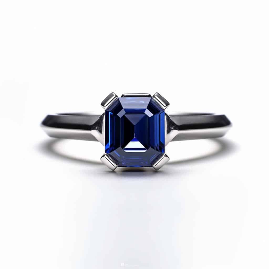 blue sapphire solitaire engagement ring slim style band