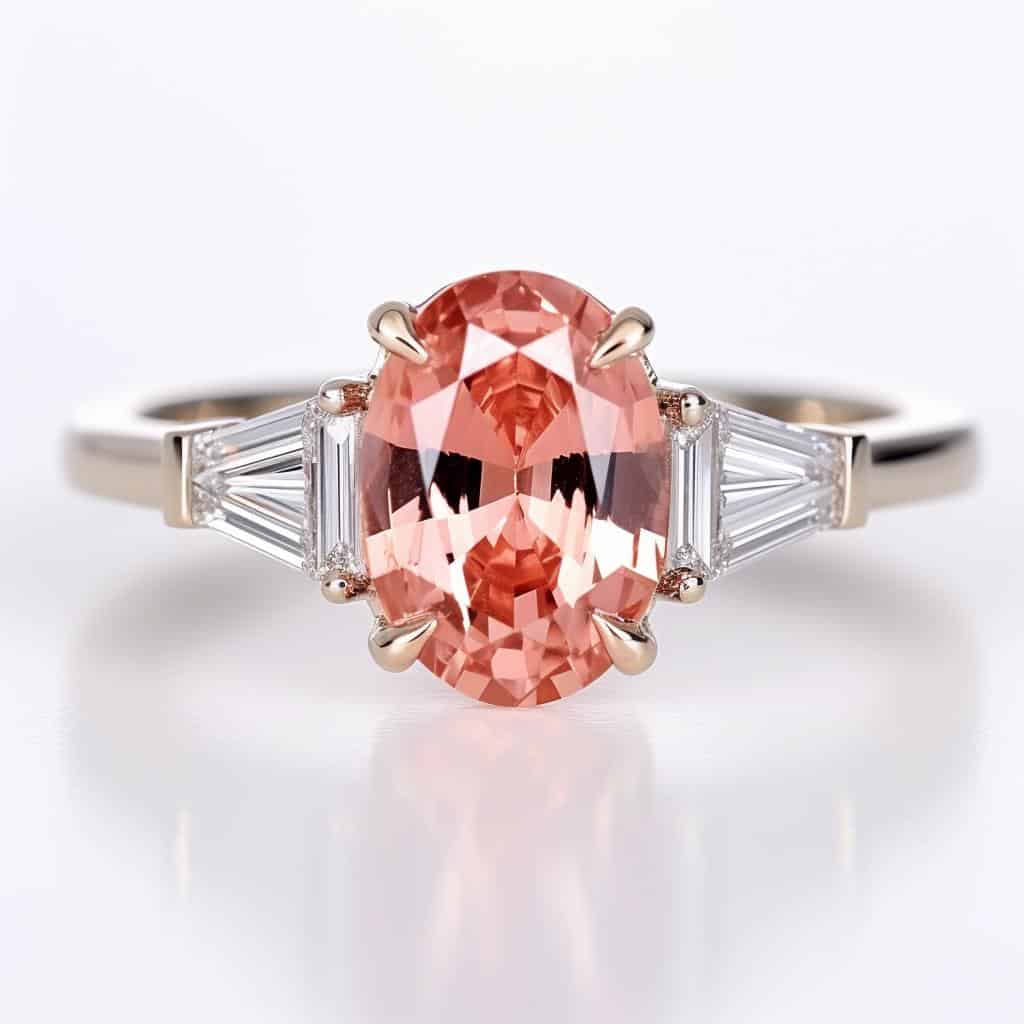 Sapphire Engagement Ring with Padparadscha Three Stone Design_image1