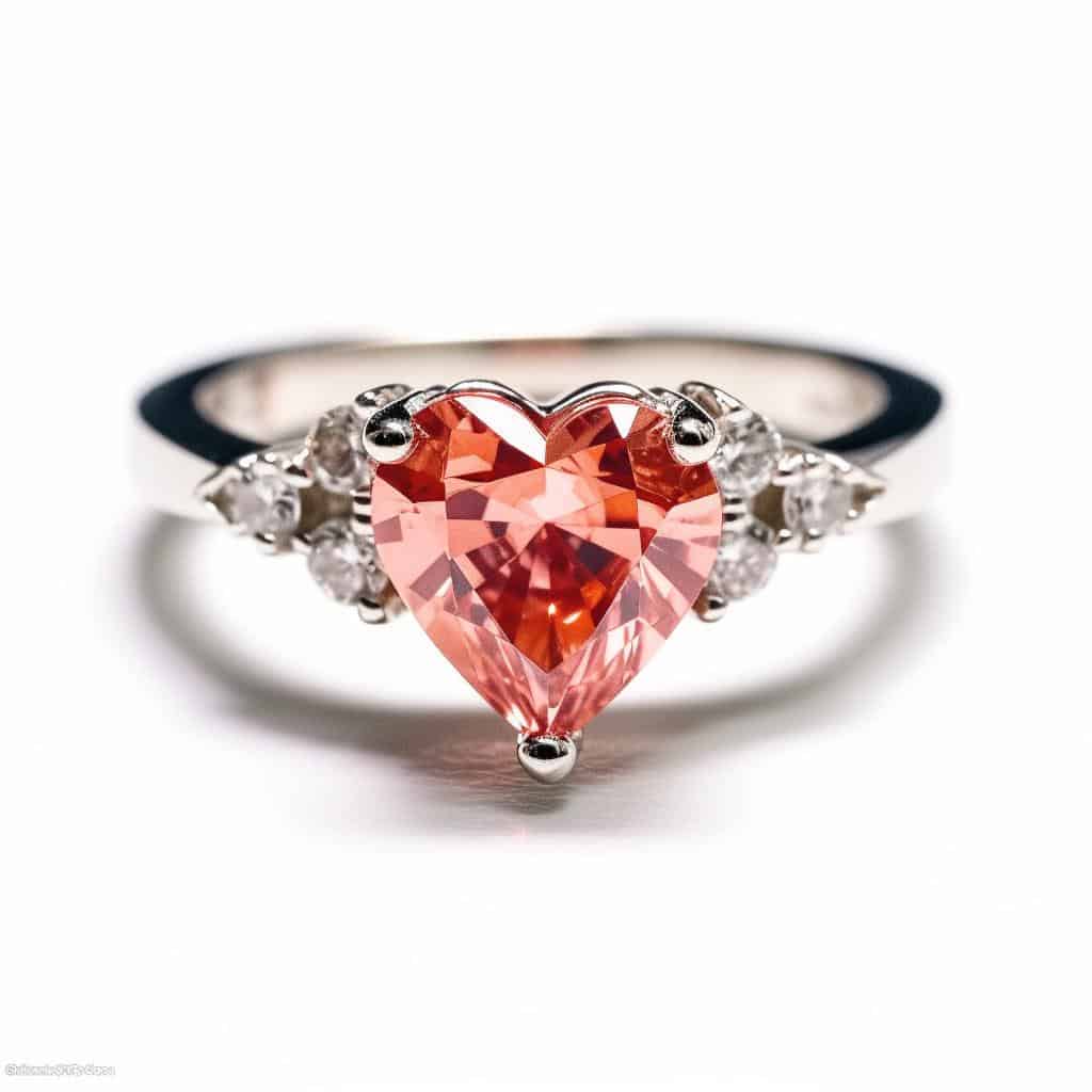 Sapphire Engagement Ring with Heart shaped Padparadscha_image1