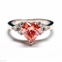 Heart shaped Padparadscha Engagement Ring Merium