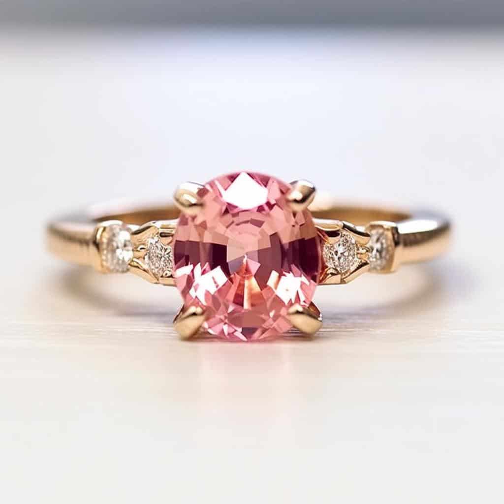 Sapphire Engagement Ring with 0.9ct Oval Padparadscha_image1